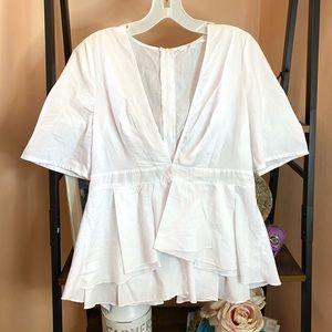 Miss Lili Peplum White Blouse